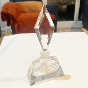 Hand Cut Tilso Crystal Perfume Bottle with Sticker Vintage Clear